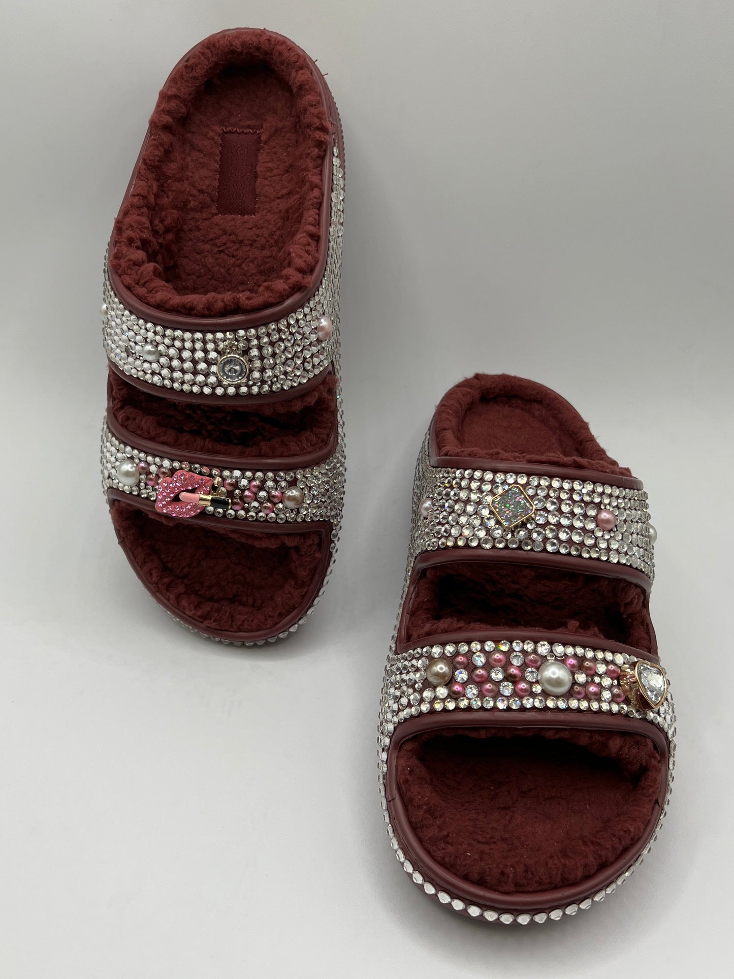 Red Velvet Two Strap Sandals for Sale