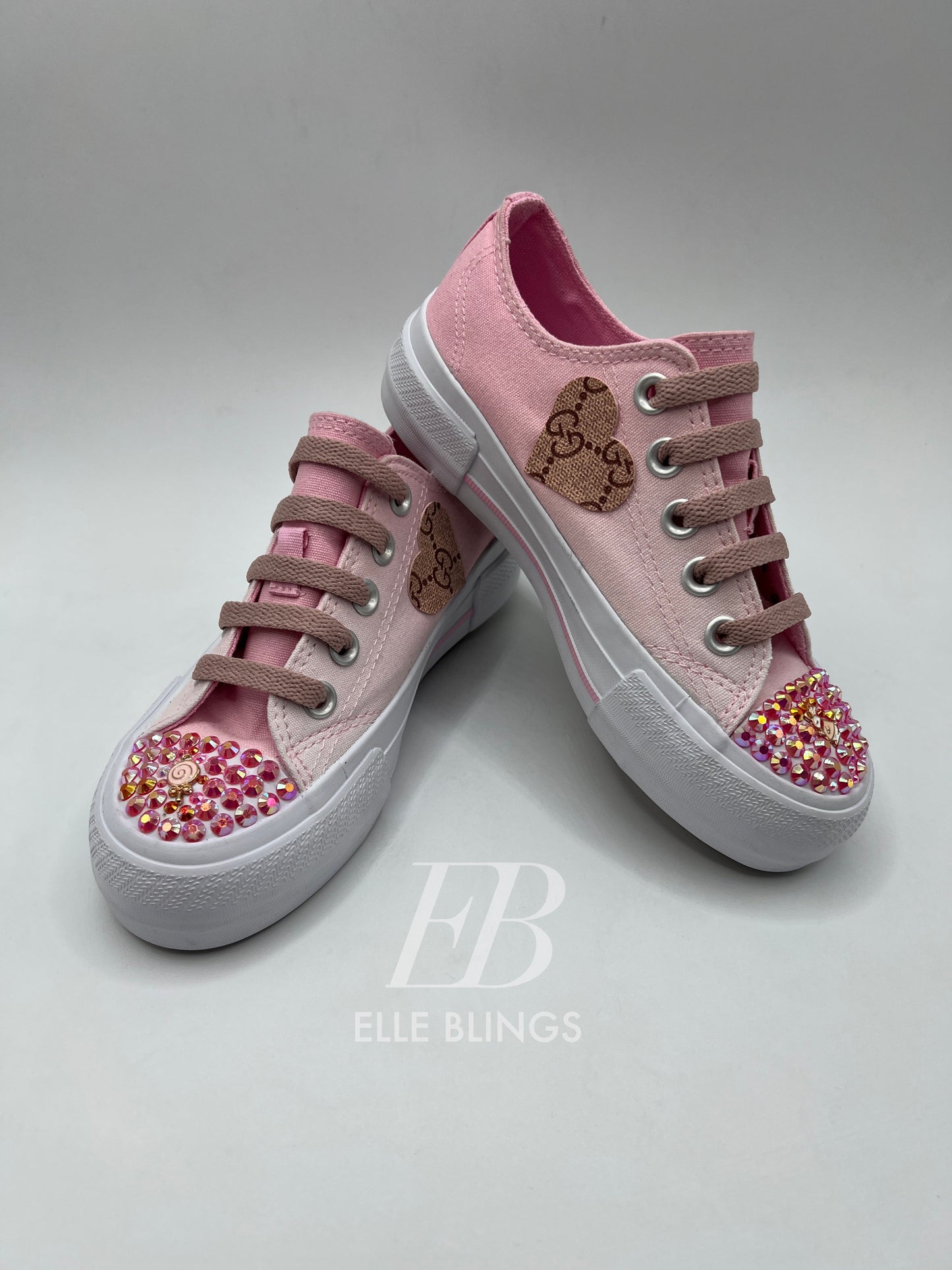 Kids' Custom Pink Heart Sneakers